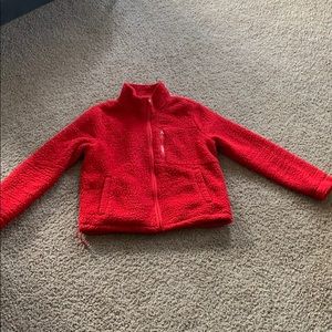 Red fuzzy jacket